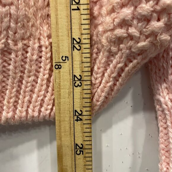 NEW Vintage Deb Womens Lg Crew Neck Sweater Petal Pink Pom‎ Poms Hand Knitted - Picture 9 of 9